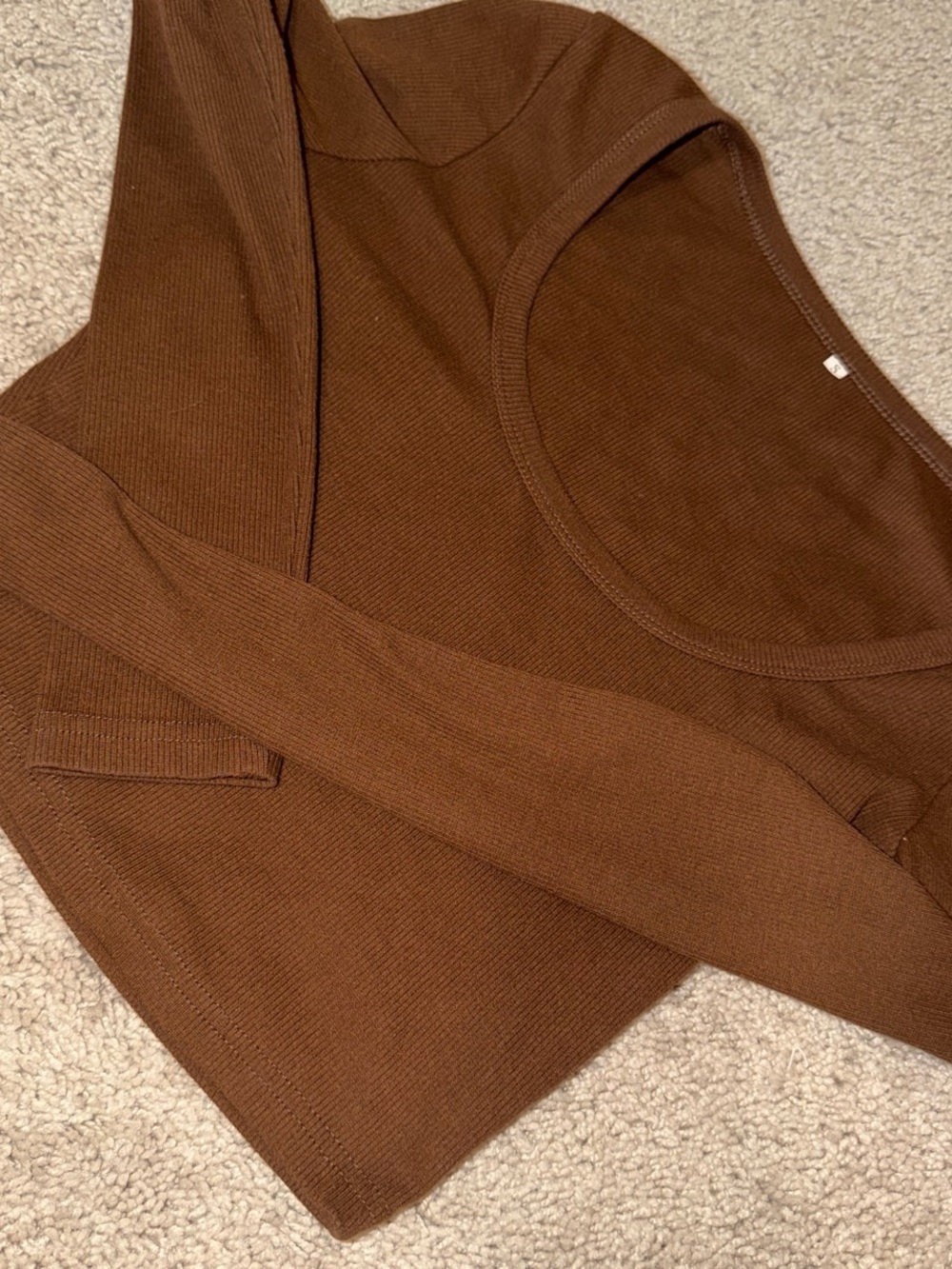 Brown Ribbed Knit Tank Top